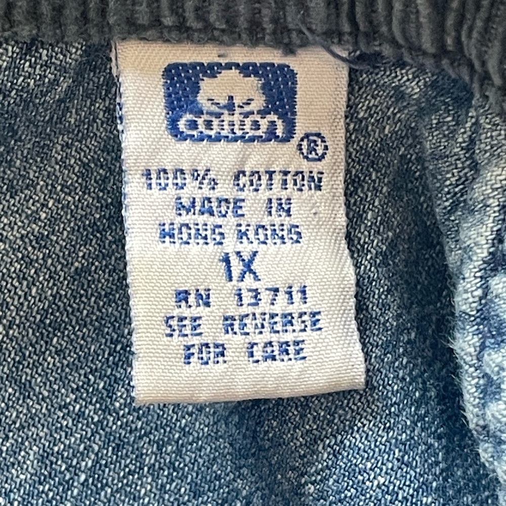 Marsh Landing Blue Denim Barn Chore Jacket with Blue Corduroy Collar 90s 1X - Picture 7 of 10
